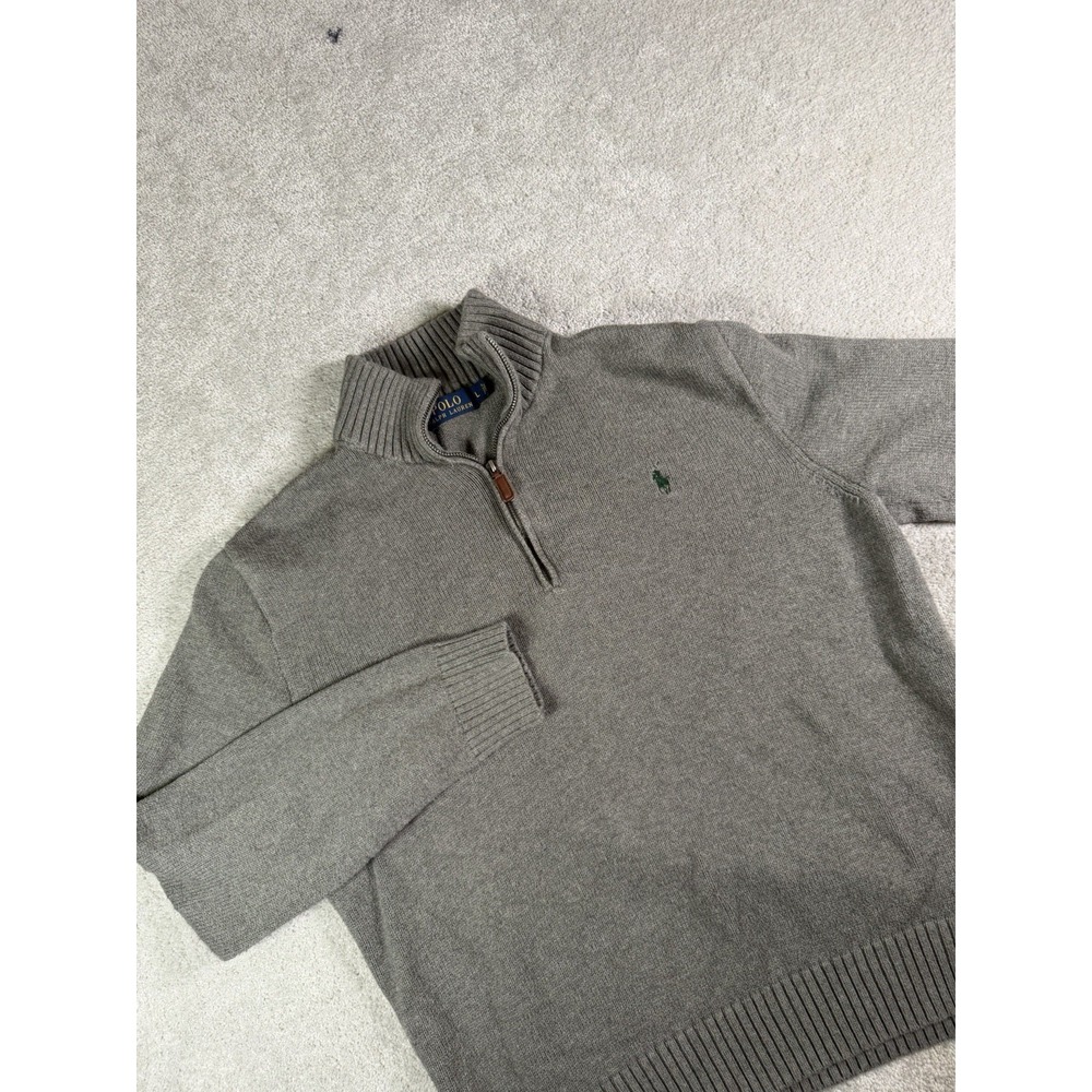 Polo Ralph Lauren Sweater Mens Large Gray Long Sleeve Quarter Zip Pullover Pony